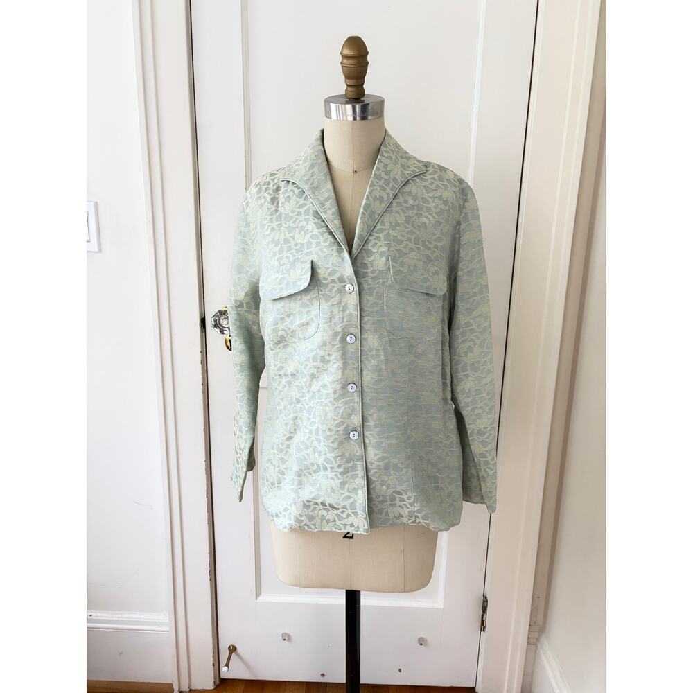 Sigrid Olsen Mint Linen Cotton Blouse Size 8 - Picture 2 of 7